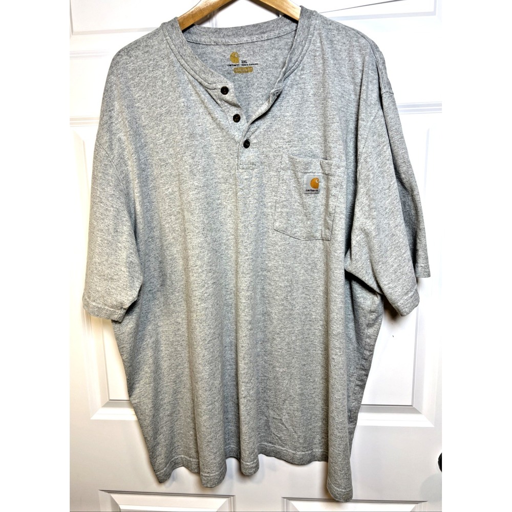 Carhartt K84 Henley 3XL Heather Gray Original Fit Short Sleeve Workwear